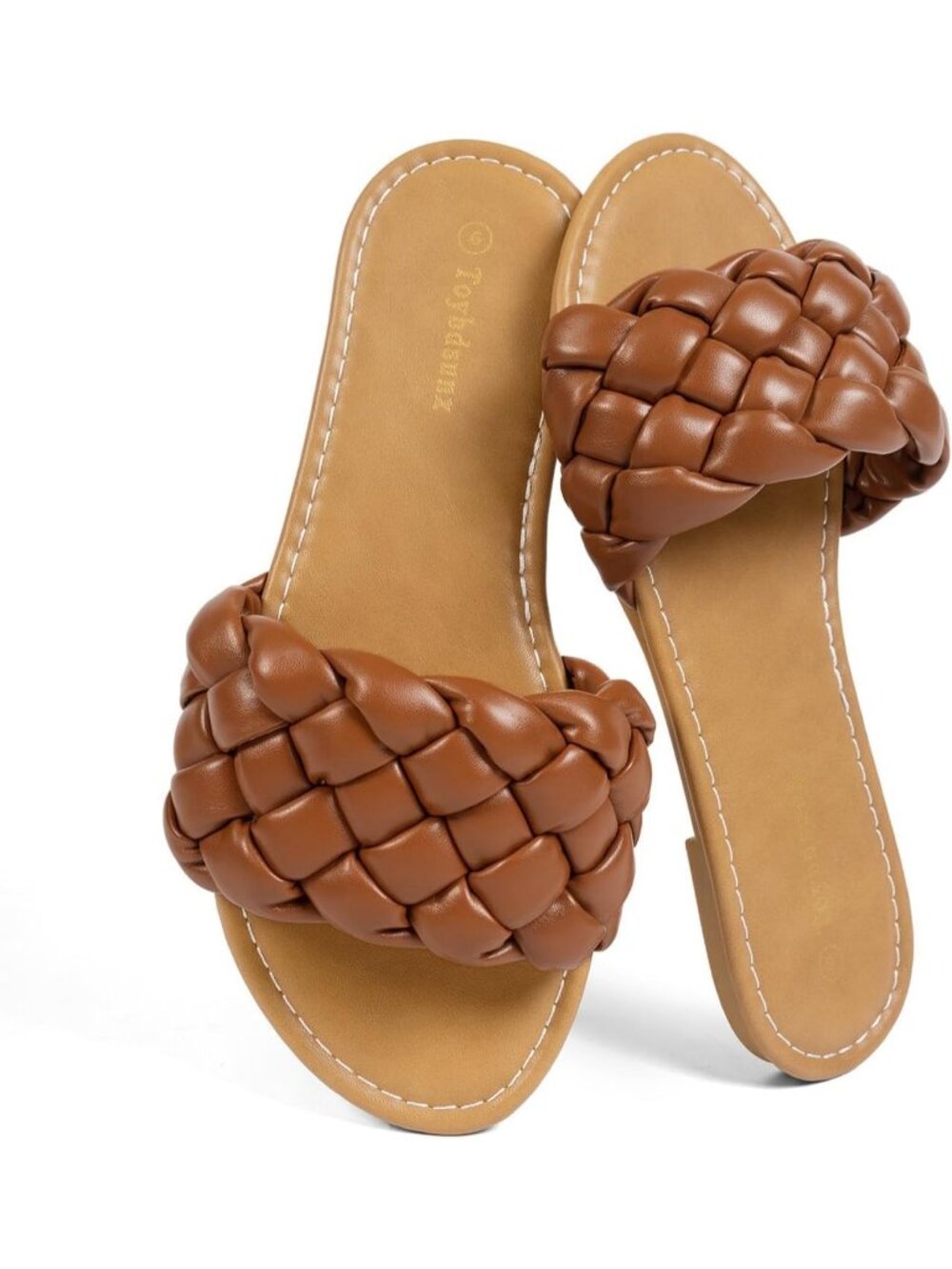 Women's Brown Summer Comfort Open-Toe Slip-On Lightweight Beach Flats Sandals